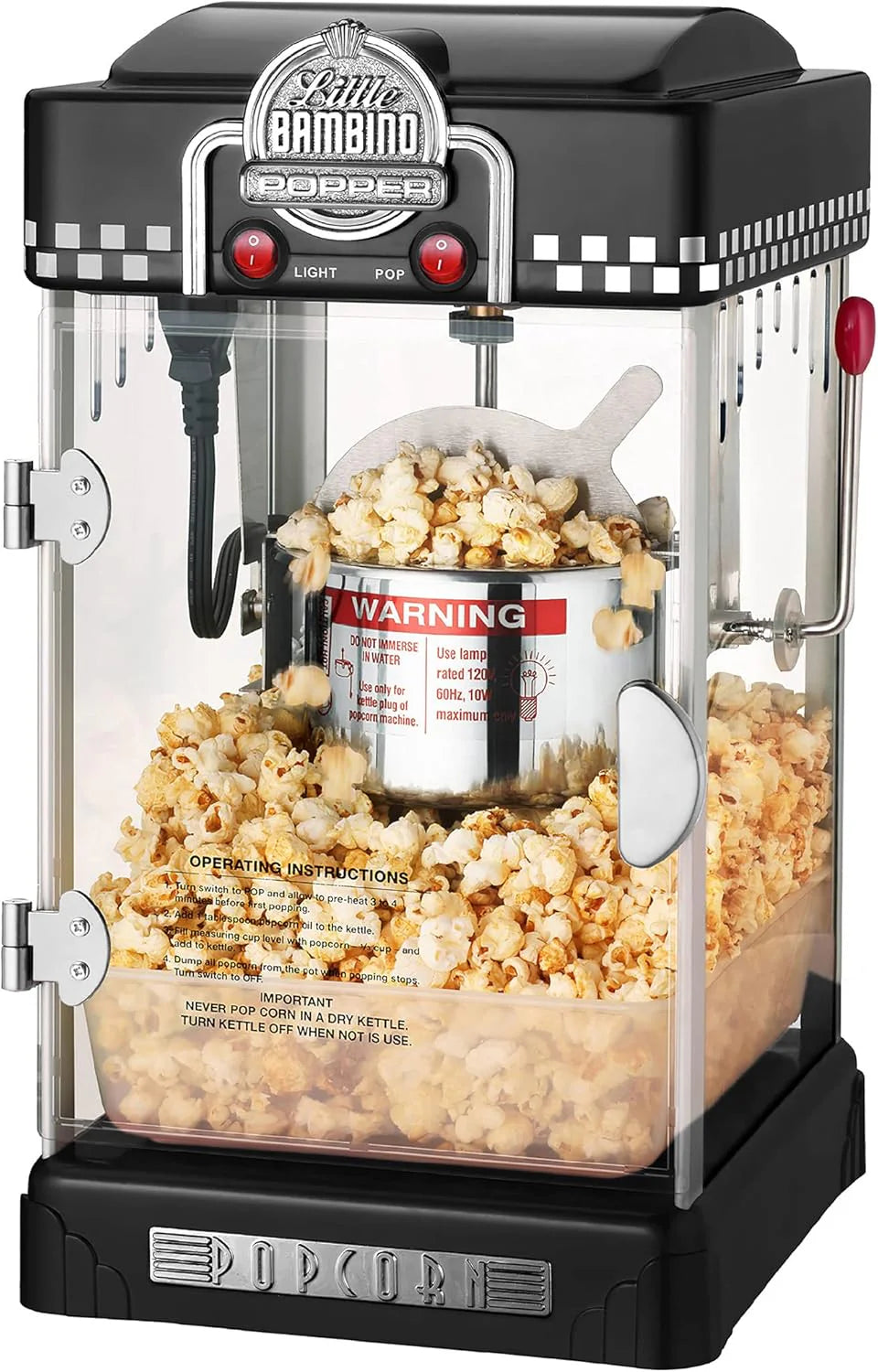 Little Bambino Maszyna Do Popcornu - 2,5 Uncji Stolik Filmowy Teatr Popcorn Popper Ze Stali Nierdzewnej Od Great Northern Popcorn (Czarny)(Czarny Przy