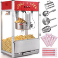 Vevor Maszyna Do Popcornu, 566 X 392 X 862 Mm Elektryczna Maszyna Do Popcornu 1615 W, Czajnik 0,45 Kg Ze Szkła Hartowanego, Maszyna Do Popcornu Na Stó