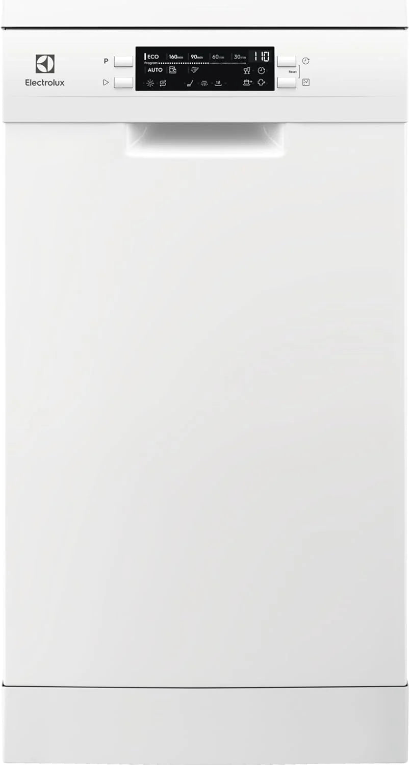 Electrolux Zmywarka, 45 Cm, Ess42220Sw, 9 Sztućców, Satelliteclean Series 600, Silnik Inwerterowy, Wyświetlacz Cyfrowy, 8 Programów, Extrahygiene, Air