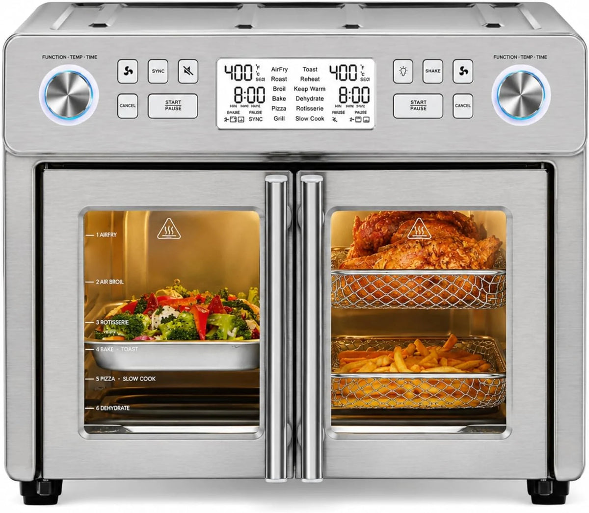Emeril Lagasse Dwustrefowa Frytkownica Powietrzna 360 Z Drzwiami Francuskimi, 25 Qt, Gotuj Dwa Potrawy Na Różne Sposoby, Do 60% Szybciej Od Mrożonego