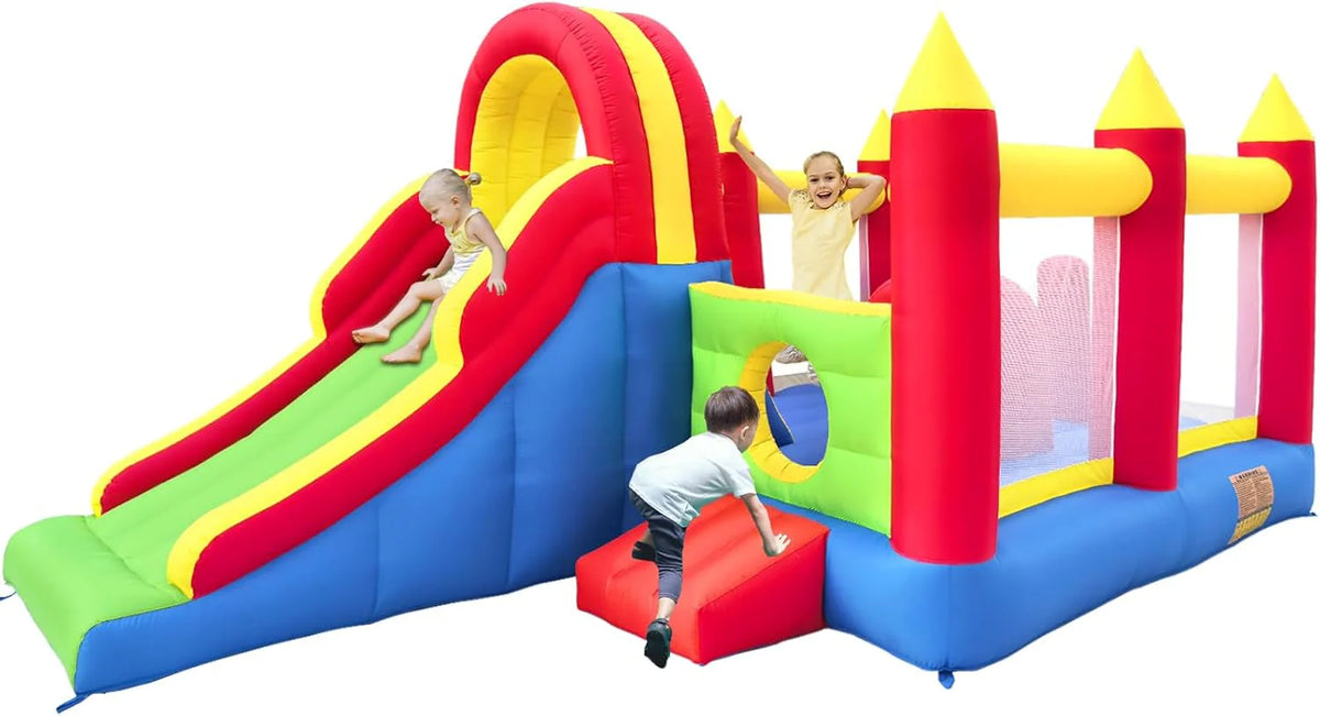 Ballsea Zamek Dmuchany Xxl – Ogromny Nadmuchiwany Zamek Z Dużą Zjeżdżalnią I Trampoliną, 592 X 290 X 216 Cm – Idealny Na Urodziny Dziecka I Do Ogrodu