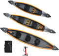 Aquamarina Unisex – Kajak Dla Dorosłych 1 Posto Tomahawk Air-375 Kajak, Czarny/Pomarańczowy, Uniwersalny(Pojedynczy)