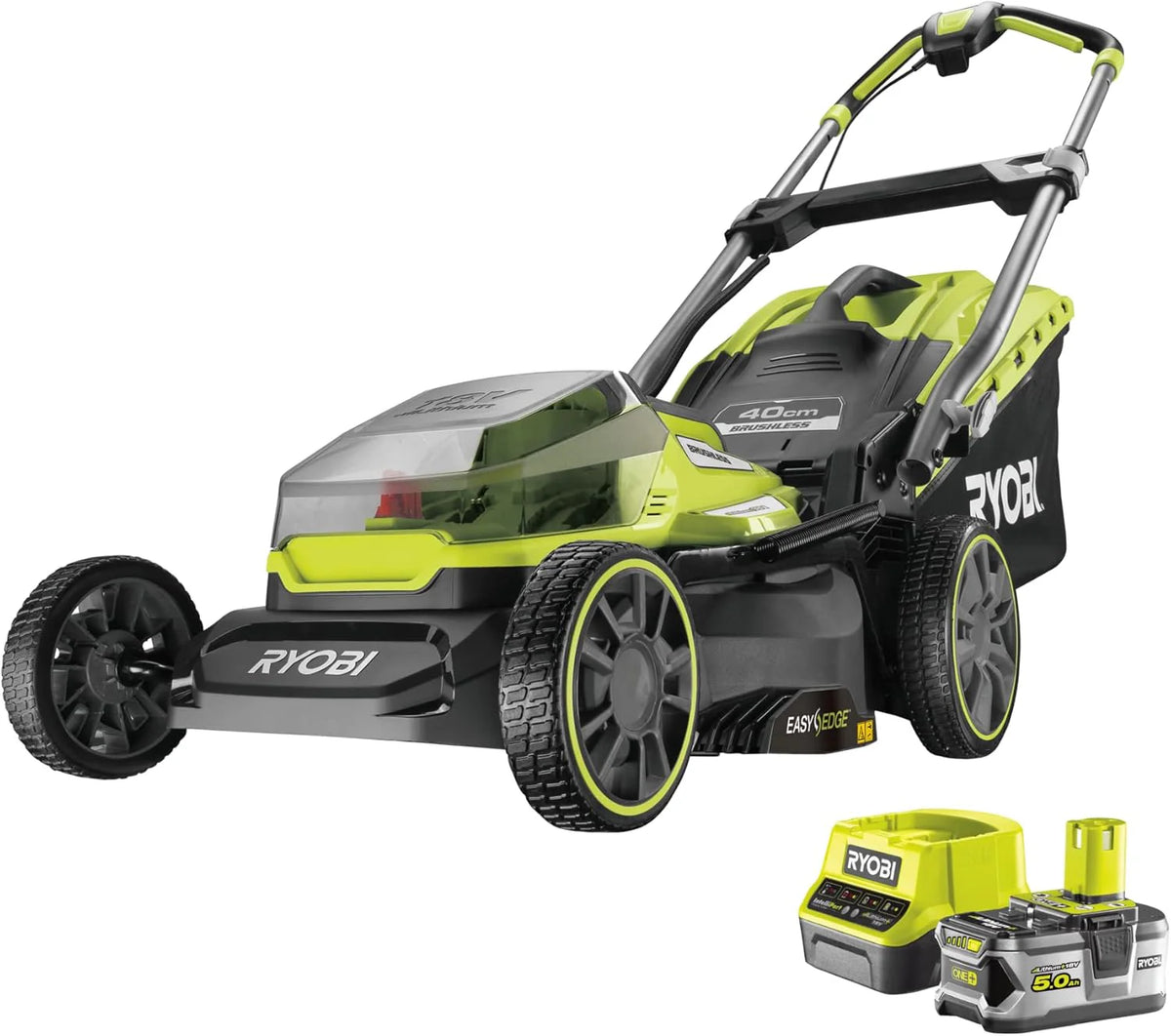 Ryobi Kosiarka 18 V, ‎Ry18Lmx40A-150, Silnik Bezszczotkowy, Szerokość Koszenia 40 Cm, Regulacja Wysokości Koszenia, Min. 25 Mm, Maks. 70 Mm, Funkcja M