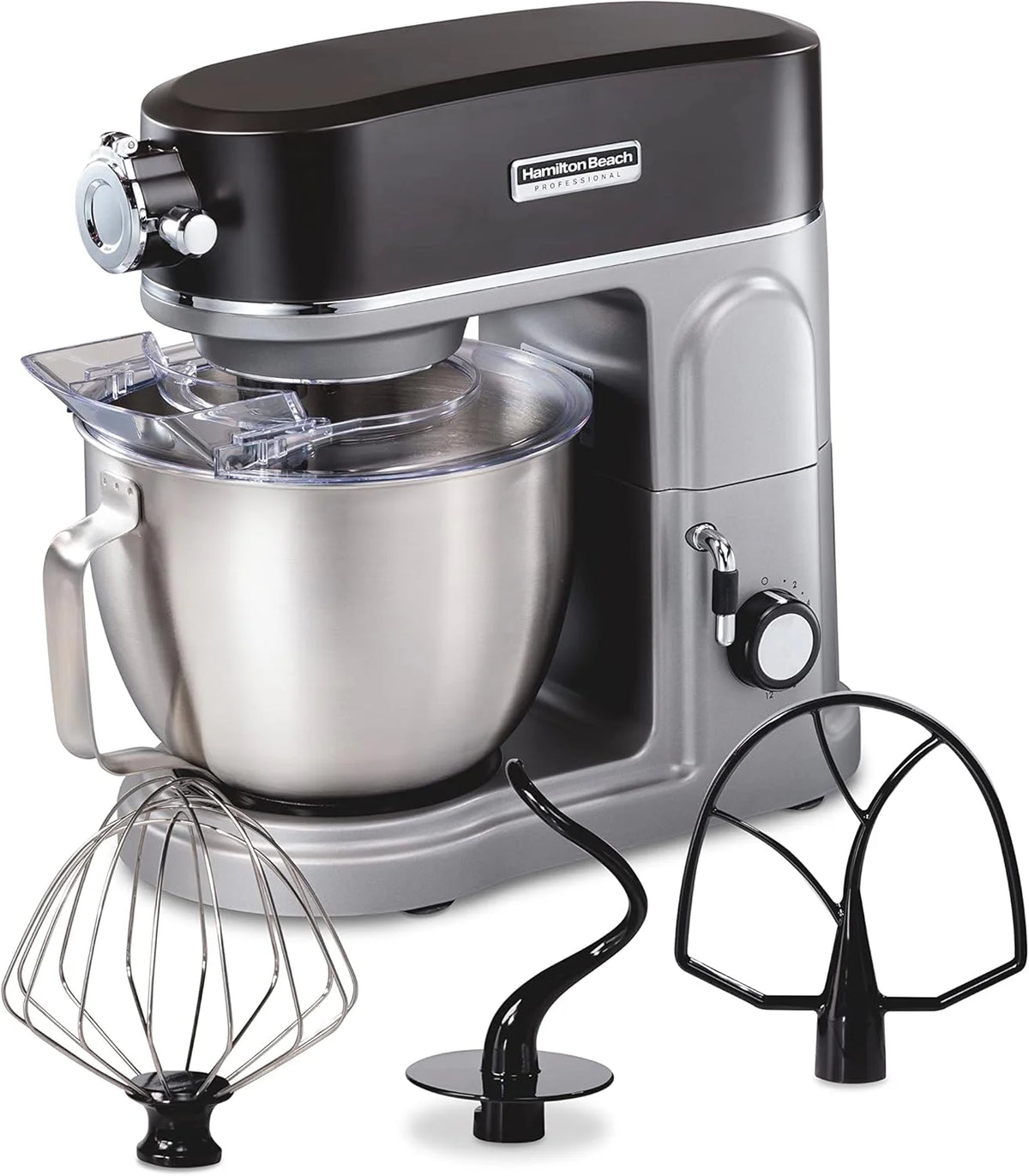 Hamilton Beach Professional Metalowy Blender Stojący Ze Specjalnym Pojemnikiem Mocującym, Miska O Pojemności 5 Litrów, 12 Prędkości, W Zestawie Płaska