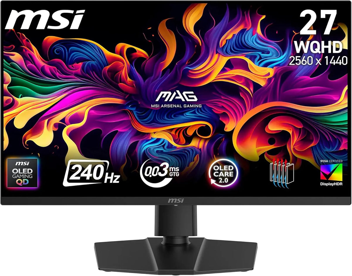 Msi Mag 273Qp Qd-Oled X24 Gaming Display 26,5" Wqhd - Quantum Dot Oled Panel 2560 X 1440, 240Hz / 0,03Ms, 99.1% Dci-P3, Xxl) E≤2, Displayhdr True Blac