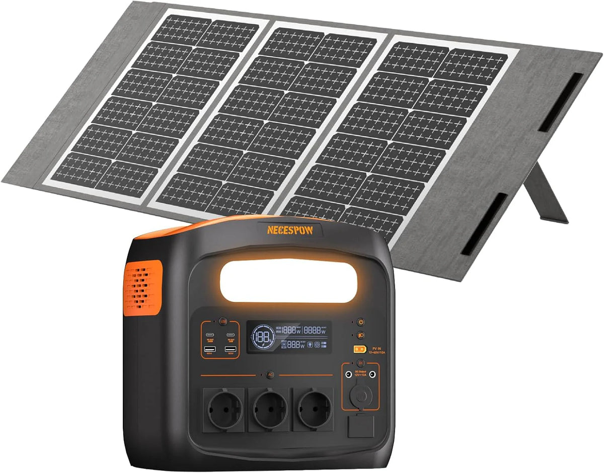 Generator Solarny Z Panelem Słonecznym 100 W, 1102,5 Wh Lifepo4, Przenośna Stacja Powerstation 1200 W (Power Lifting 2400 W), Gniazdko Ac Mobilne Zasi