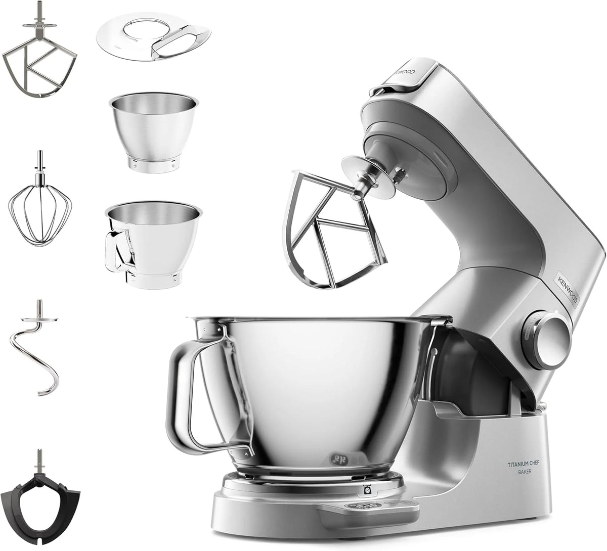 Kenwood Titanium Chef Baker Mikser, Srebrny, 5/3,5 L(2 Miski)
