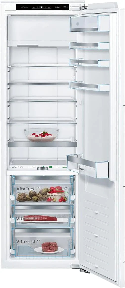 Bosch Kif82Pfe0, Seria 8, Lodówka Do Zabudowy Z Zamrażarką, Wnęka 177,5 X 56 Cm, Chłodzenie 254 L + 15 L Zamrażania, Made In Germany, 3 X Dłuższa Świe